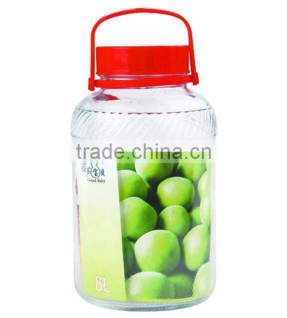 2-18L clear cylinder glass apothecary jars with plastic lid and handle