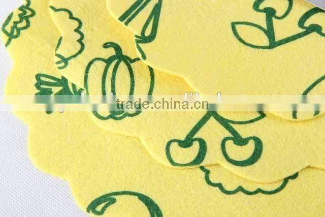 3pc round felt cloth placemat printed coaster