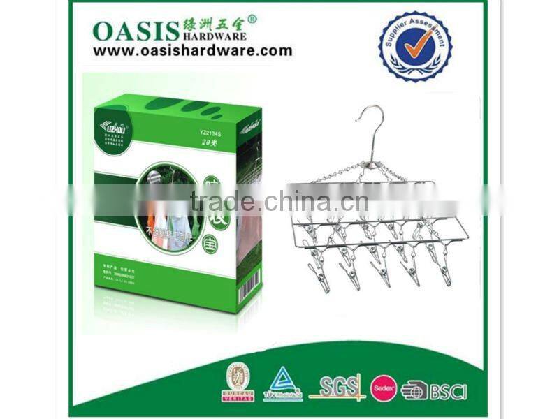 HIGH QUALITY 20 pcs hanger Laudry clothes clip hanger STAINLESS STEEL