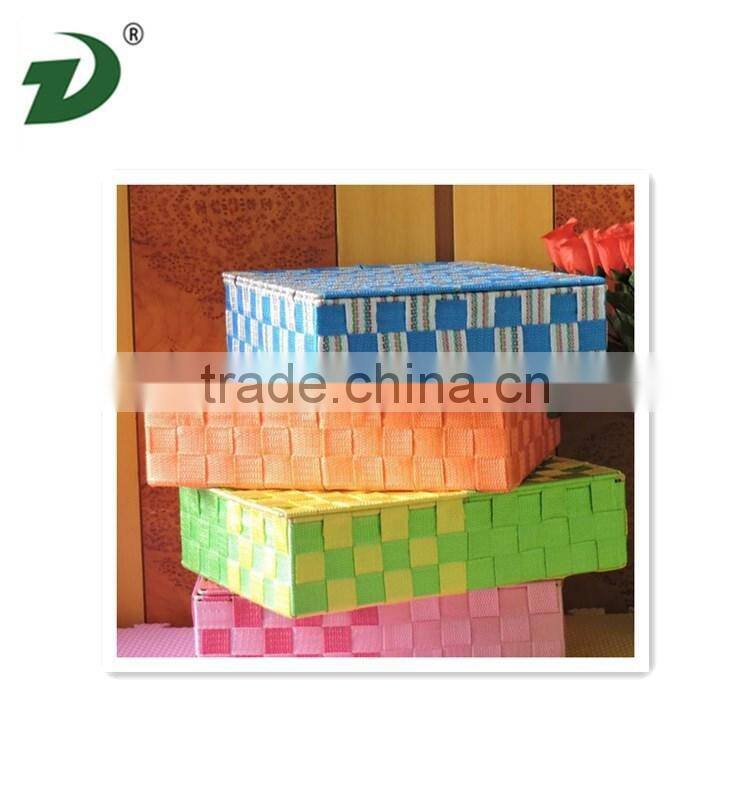 new arrived recycled paper rectangular woven large storage baskets with lids