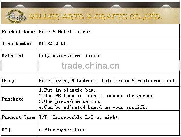 Fancy Gold leaf polyresin wall mirror on sale