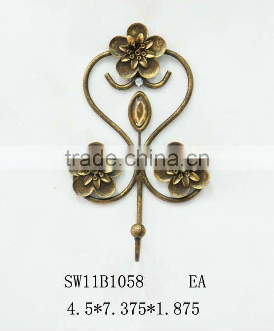 Metal flower wall hook