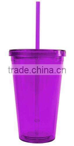 various color BPA free 16oz double wall plastic tumbler