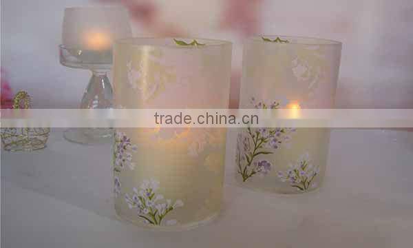 pretty frosting and decal glass candle holders simple