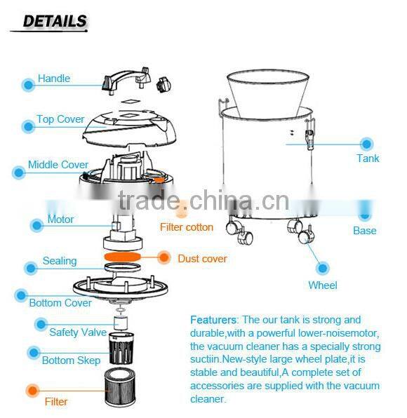 80L high power home and industrial vacuum cleaners pool