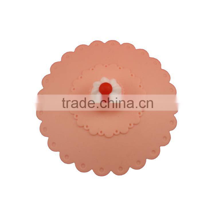 Food grade silicone rubber Anti-dust Airtight Seal Silicone Drink Cup Lids with Cake shape