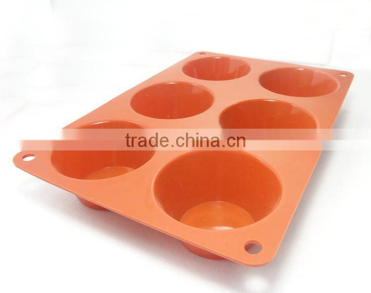 LFGB certification Wholesale 6 hole half round shape silicone cake mold / jelly pudding mold soap chocolate molds