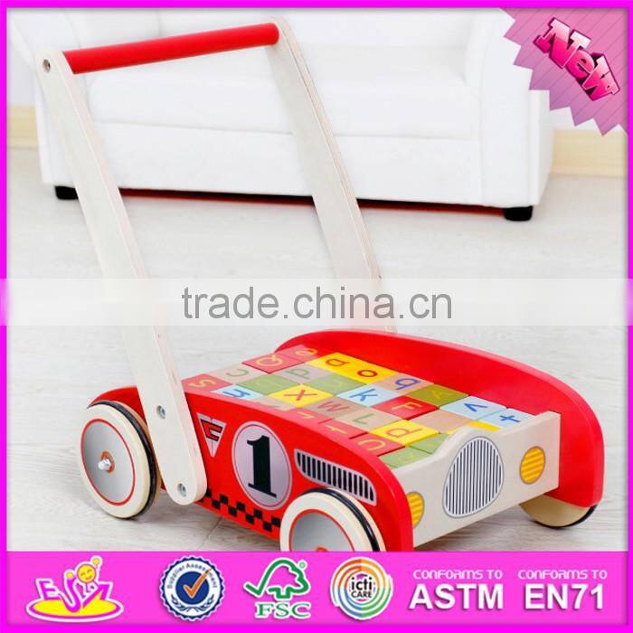 Funny toys toddlers wooden push toy shopping cart W16E068-S