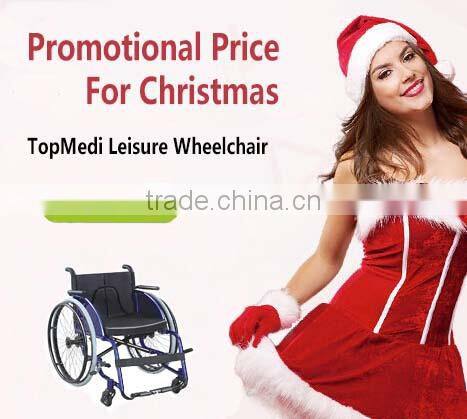 made in China alibaba China supplier TOPMEDI deluxe leisure wheelchairs with carbon fiber rear wheel