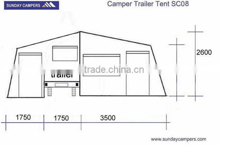 4WD Chinese off road military shovel hard floor camper trailer tent