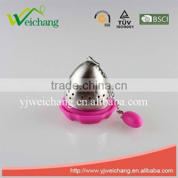 WCA291 Good quality Tea Infuser Strainer Handle with Steel Ball Silicone with tray