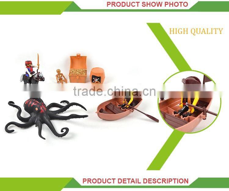 Children pretend toy plastic mini pirate ship set