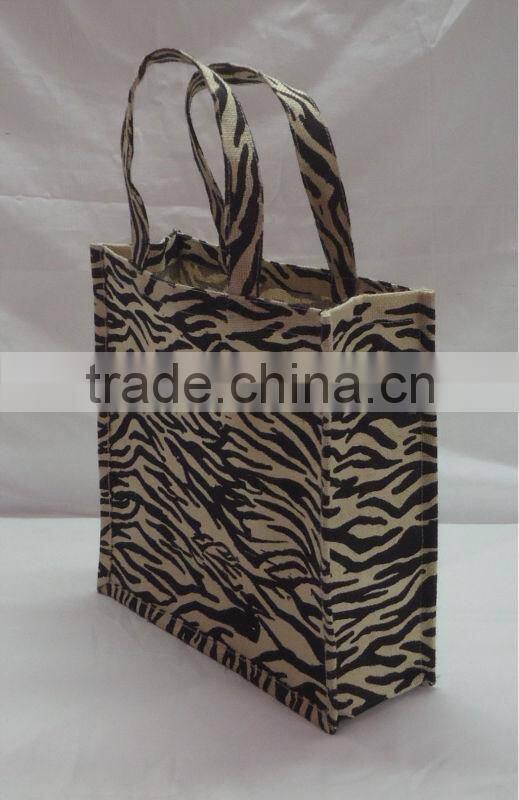 Animal printed jute shopping bag