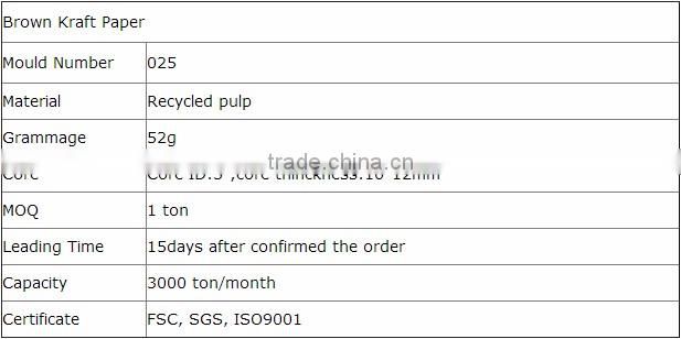 100% Recycled High Quality 52g Kraft Paper Roll for Electronic Product Manual