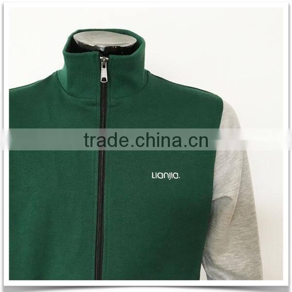 Full zip custom logo green match gray color sweater