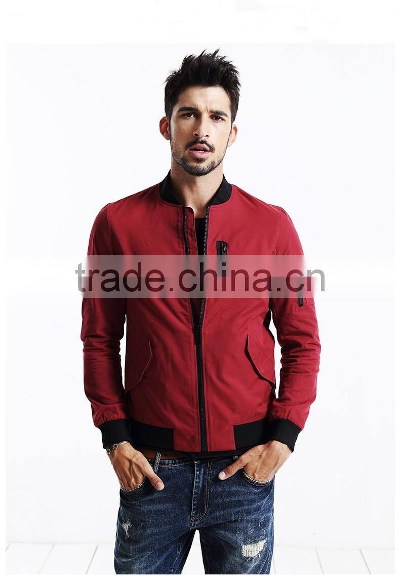 Polycotton mens jacket with sleeve zipper fashion varsity jacket plain baseball jacket