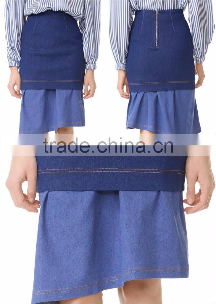 Latest Fashion Vintage Denim Pattern Lady Short Jean Skirt Design Picture