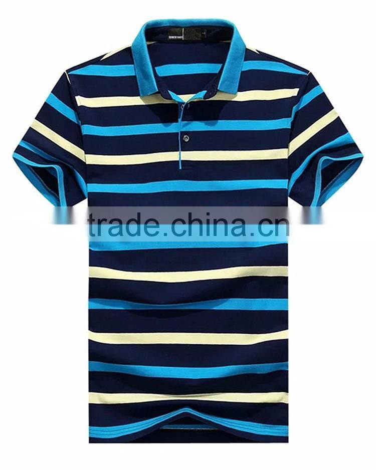 (Supima Polo T shirt) 2017 Unique Stripe Design Different Styles Embroidery Branded Custom Polo T shirts For Europe Market