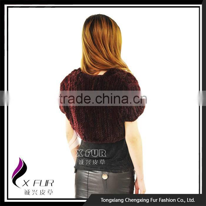 CX-B-77 Wholesale Price Wrap/ Girl Fashion Kintted Cape/ Rex Rabbit Fur Shawl