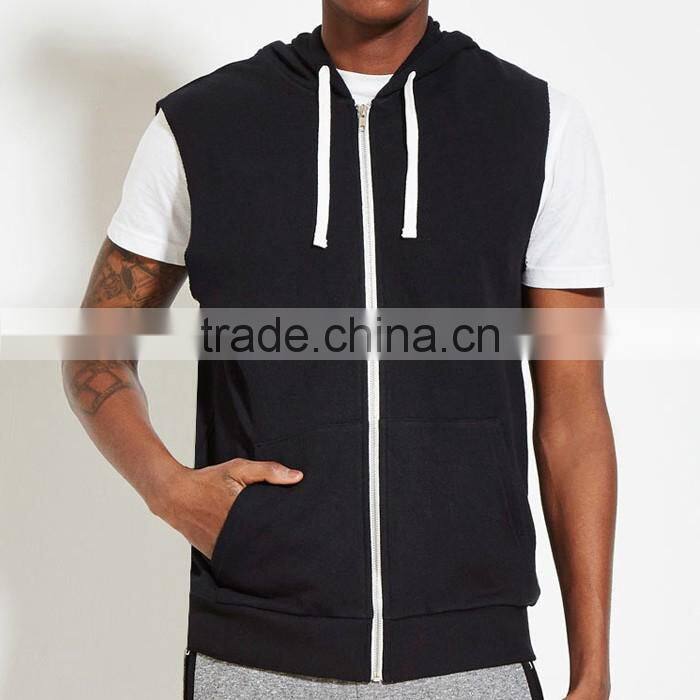 Slim fit casual hoodie no sleeve for men