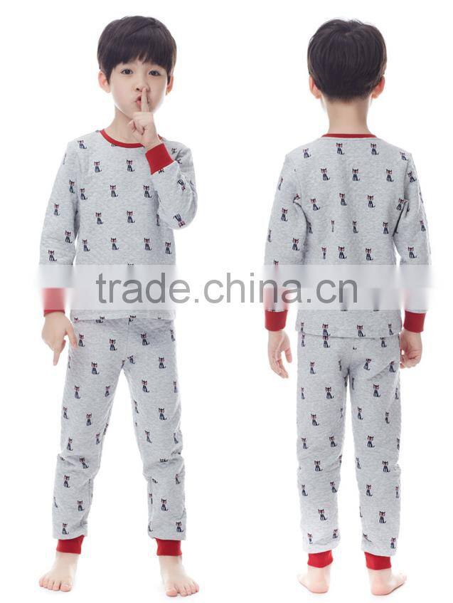 Jiangxi lovely boys sleepwear sets custom cotton/polyester air layer fabric good quality pajamas