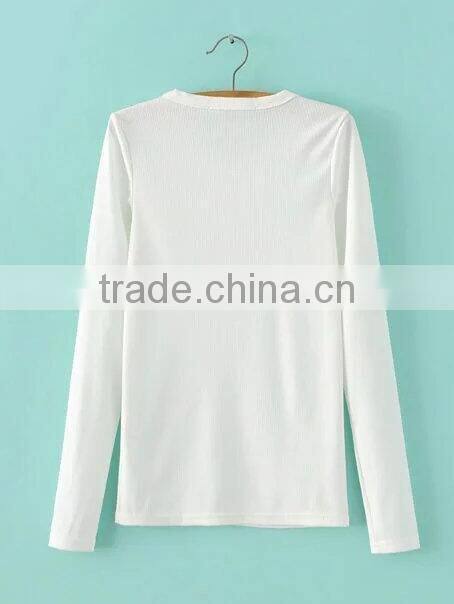 Runwaylover EY2329B Hot Sale 2017 Ladies Fashion Knitted Slim T-Shirts