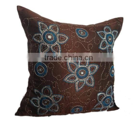 Dark Brown Kantha Pillow Cover, Kantha Pillow Cover, Brown Kantha Cushion Cover, Kantha Accent Pillow,