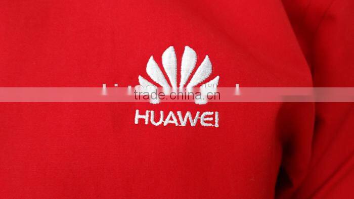 2016 custom Huawei logo men red color uniform , men work shirt