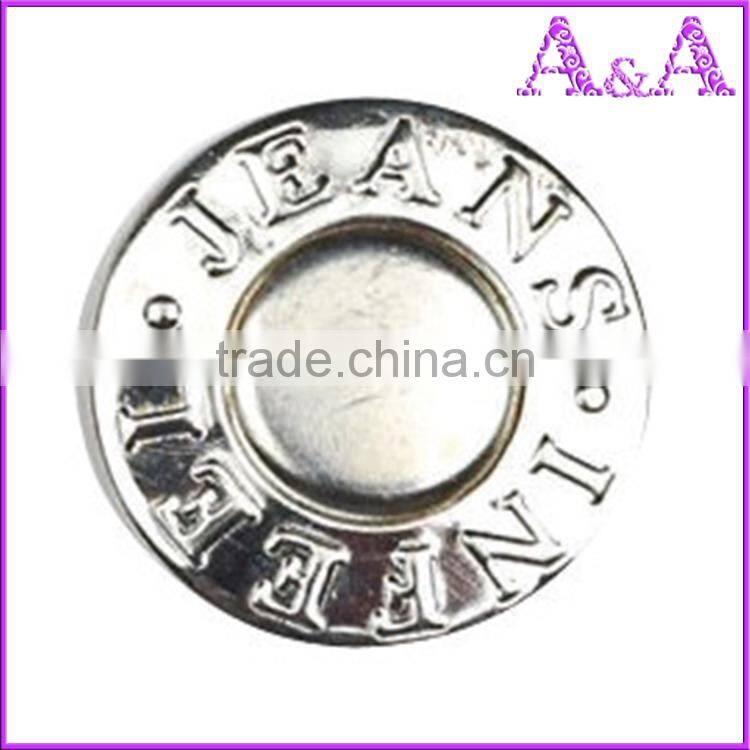 New style silver nickel free jeans button custom design nickel color buttons for jeans washable and hand press