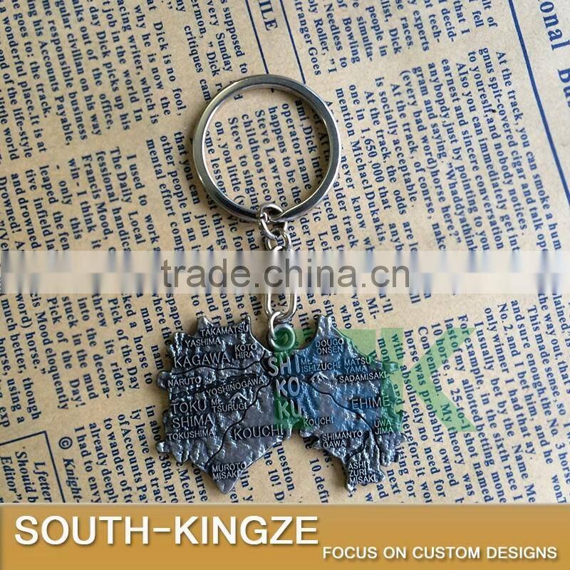 Unique Design Japan Four Islands Map Bronze Color Keychain