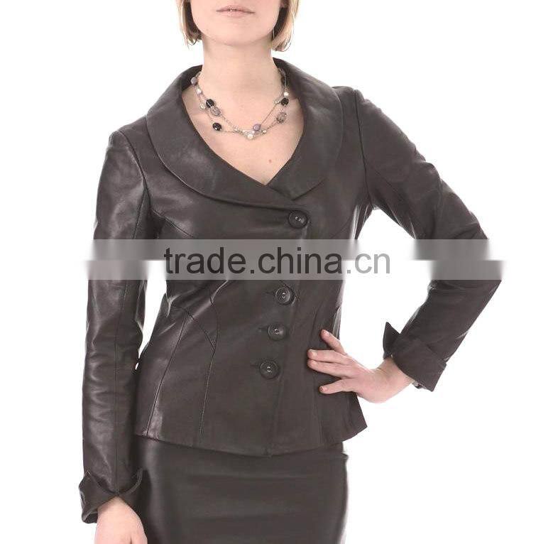 Short body Ladies leather jacket