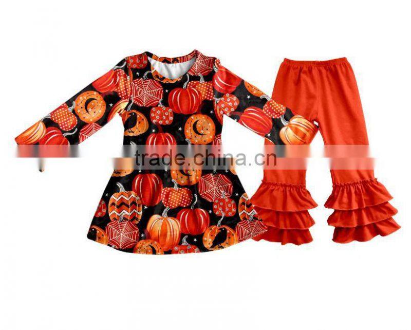 New design kids halloween clothing children boutique set halloween boutique winter outfits