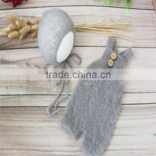 Newborn mohair onesie crochet baby romper newborn bonnet and pant full sets handmade knitted romper photography porps
