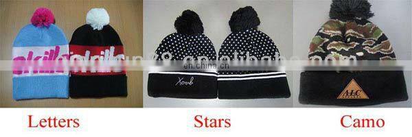 Custom Rib Knit Beanie Acrylic Winter Beanies With Ball