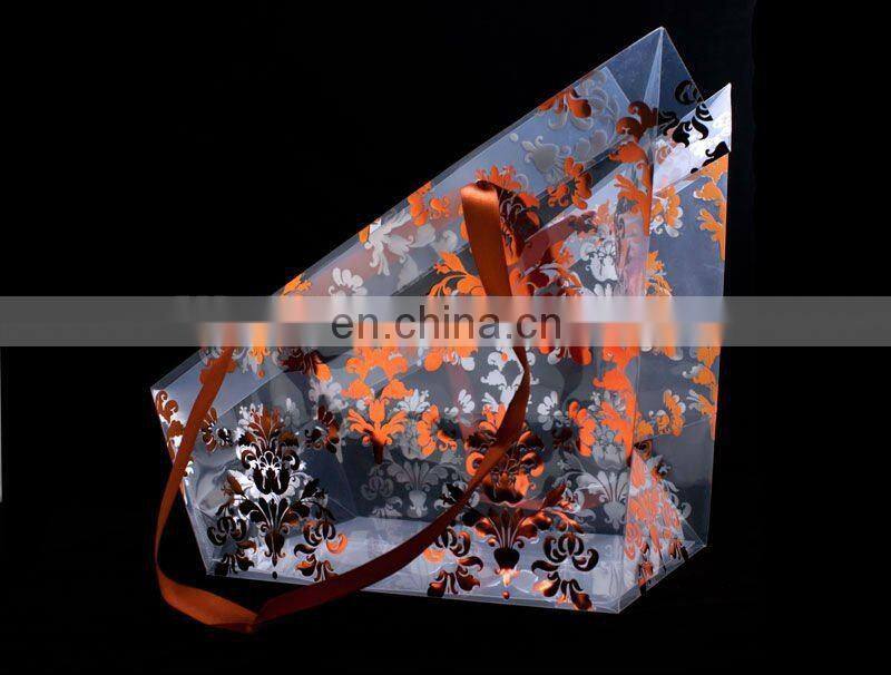 Hot stamping clear plastic flower carry bags