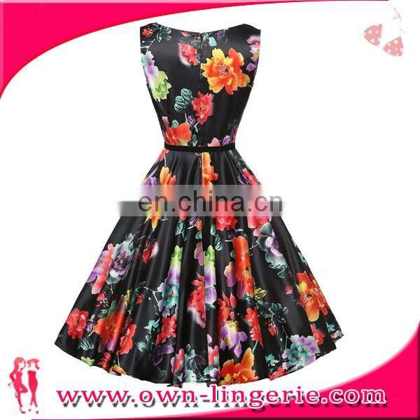 Wholesale price factory 1950s Vintage Floral Swing Dress For ladies