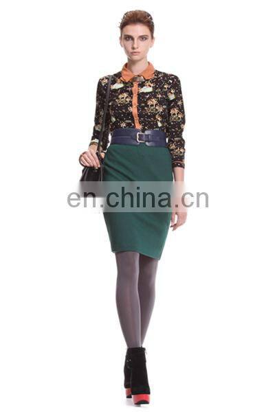 Latest beautiful winter european style woollen plain color skirts womens
