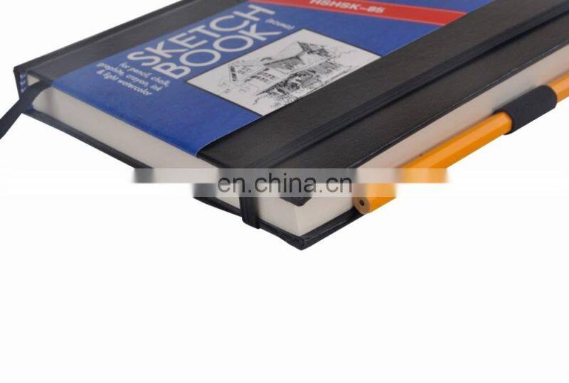 110gsm 80 sheets tape bound black hard cover with elastic 14x11" Sketch pad