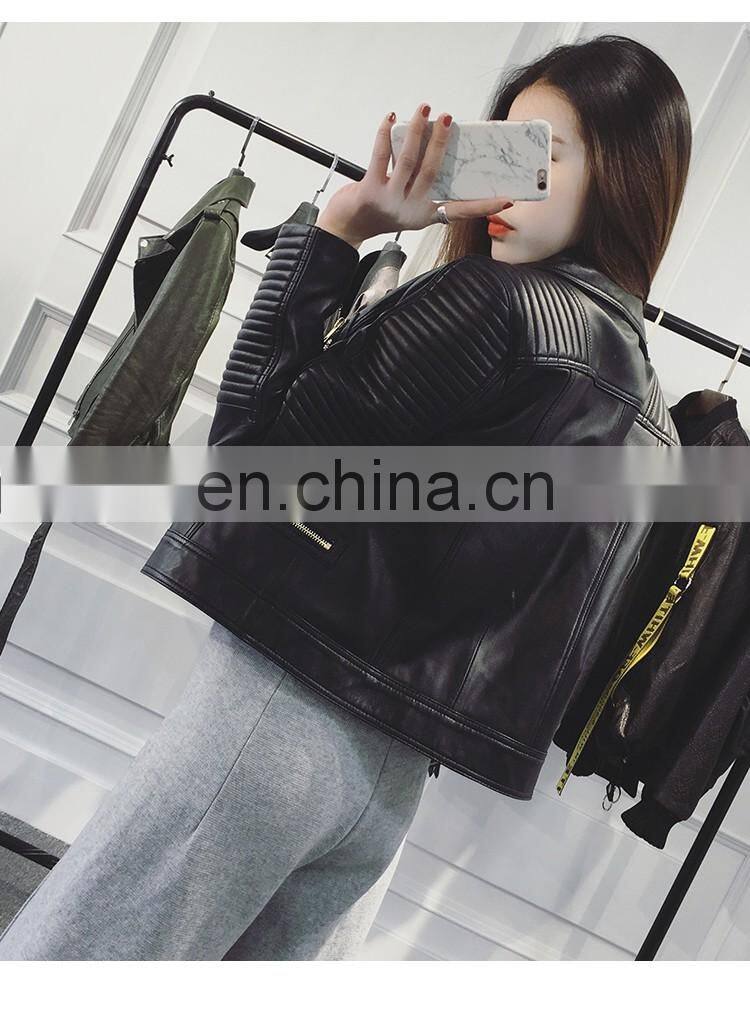 Hot Sale Slim Real Leather Coat Womens Leather Motorcycle Jacket