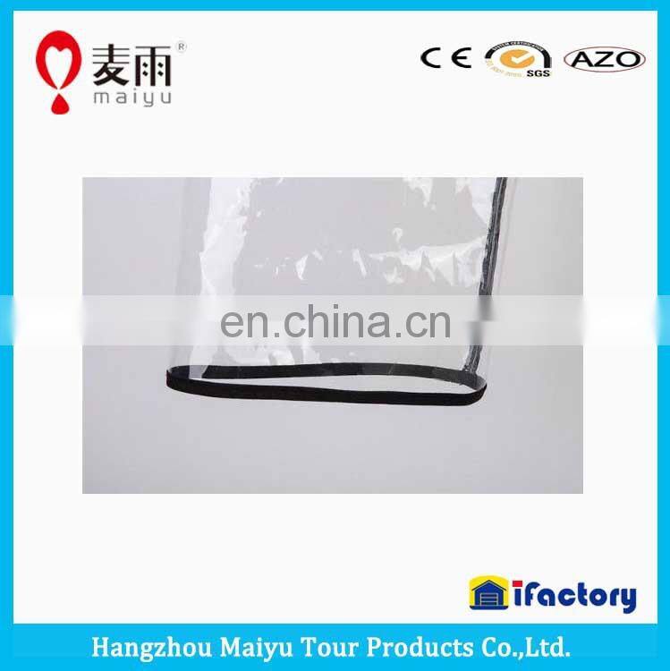 Maiyu transparent recyclable rain poncho with black trim