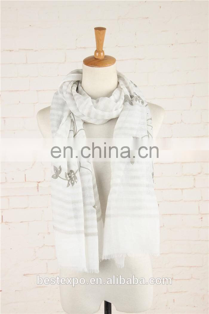wholesale new design women customized shawl viscose pearl scarf