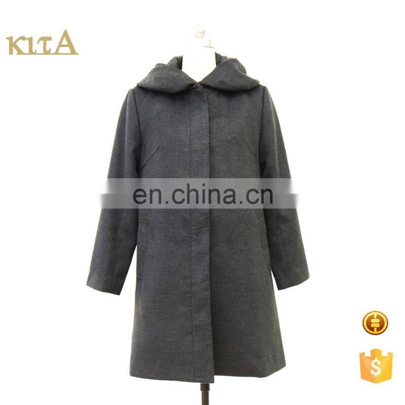 women winter warm turn-down collar long woolen trench coat