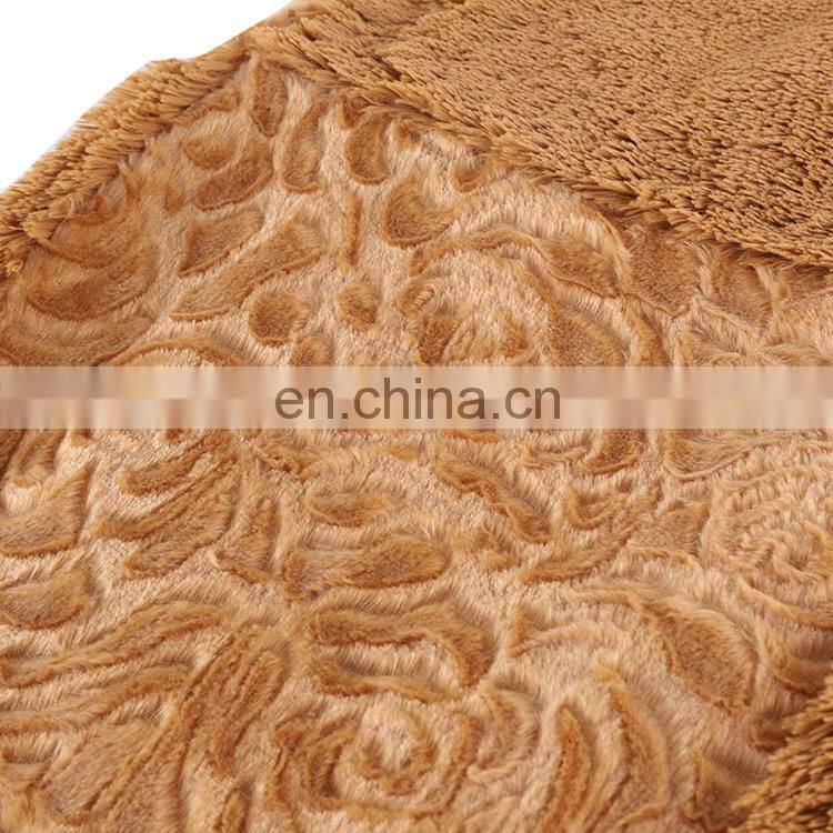 New design yellow real patchwork faux fur winter throw blanket for bed