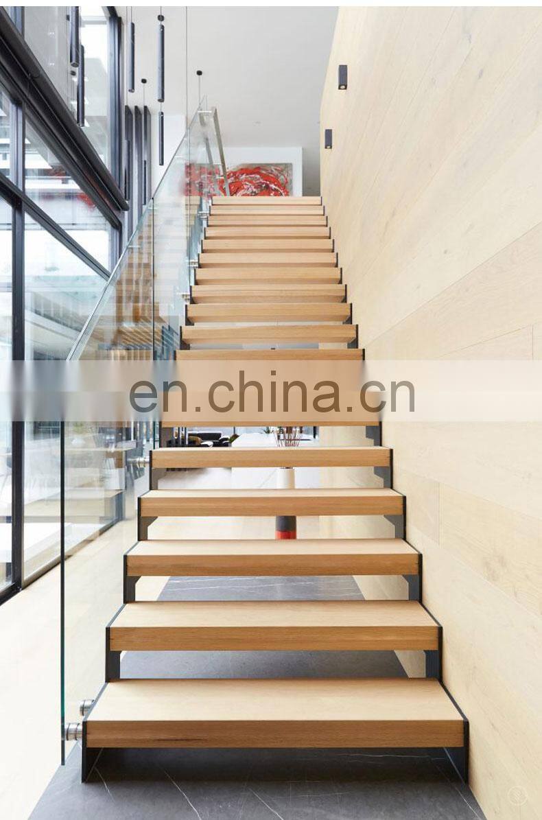 Invisible Wall Side Stringer Stairs Indoor Wood Staircase Design Diy Floating Stairs