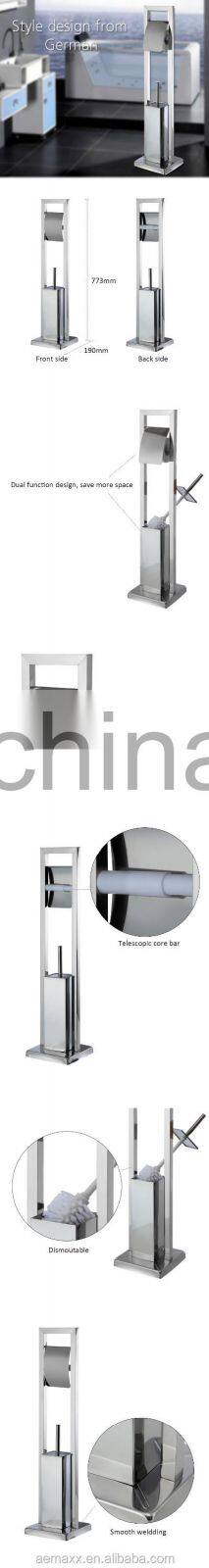 Elegant Modern Chrome Polish Toilet Brush paper towel rack stainless steel standing toilet paper holder