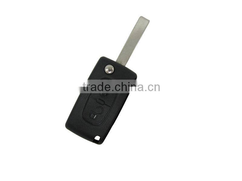 High quality Peugeot car key case,407 2 buttons flip remote key case& key blank& key shell,car key