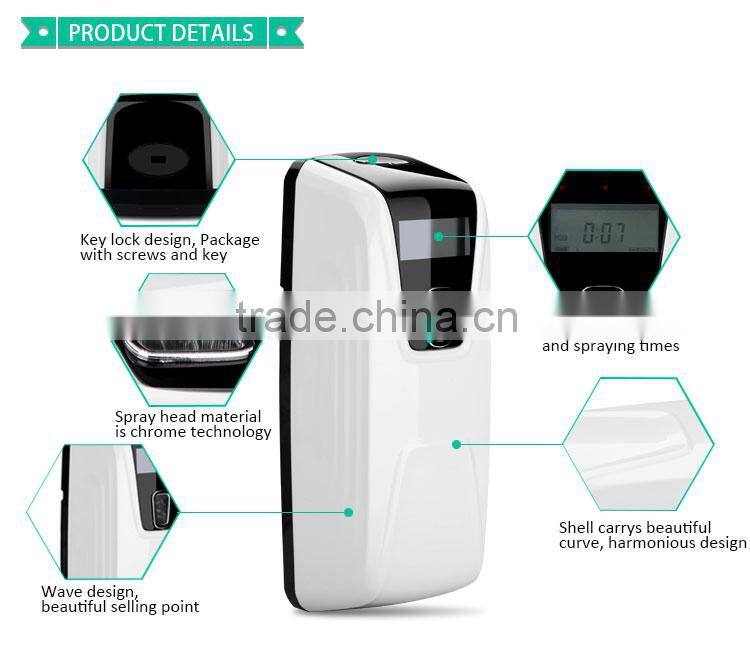 YK3590 Electric LCD aerosol dispenser with AC power and 2 AA batteries supply auto air fragrance dispenser