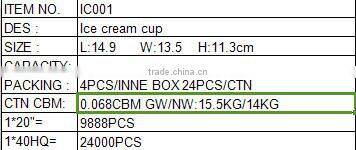 Factory outlet Clear glass for ice cream or drinks