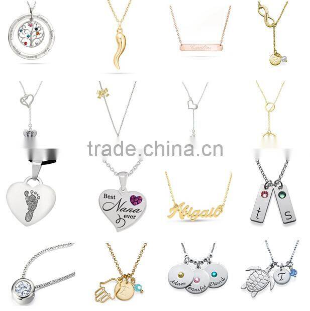 Wholesale Gold Plated Stainless Steel Small Monogram Necklace Initial Necklace