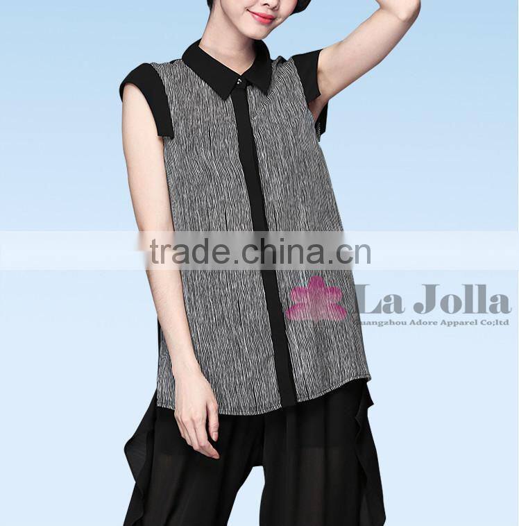 Summer Lastest Stripes Short Sleeves Chiffon T-shirt 099